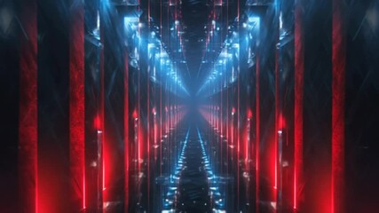 Poster - vibrant tunnel of lights creates an immersive digital experience generative ai