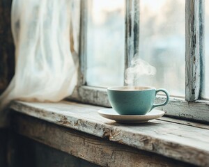 Poster - Cozy morning cup of tea by the window