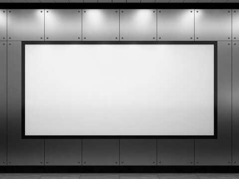 Realistic White Blank Billboard Mockup Indoor Setting 3D Rendering