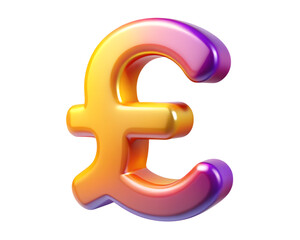 Poster - Colorful 3D Rendering Of British Pound Sterling Symbol Isolated On Black Background