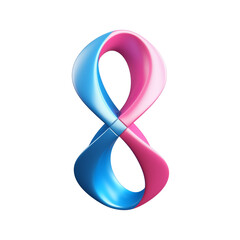 Aufkleber - A rendered image of a pink and blue infinity symbol on a plain black studio background view from the front png