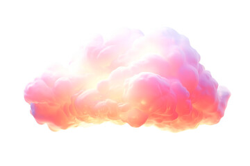 Poster - A fluffy cloud with pink and yellow hues floating against a transparent background in a digital rendering png