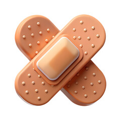 Poster - Two Peach Colored Bandages Crossed Symbolizing Healing And Protection On Black Background