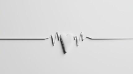 Poster - Minimalist Black and White Poster with Heartbeat Line, Dynamic Ã¢Å“Ë†Ã¯Â¸Å½ Symbol Illustrating Life and Movement, Striking Contrast and Simplistic Design Elements