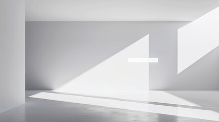 Poster - Minimalist Hashtag Room, an architectural space defined by sharp shadows and light beams, featuring black-and-white tones that emphasize its unique hashtag shape and open atmosphere