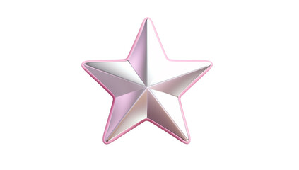 Poster - A shiny silver star with a pink outline against a plain transparent background in a studio shot png