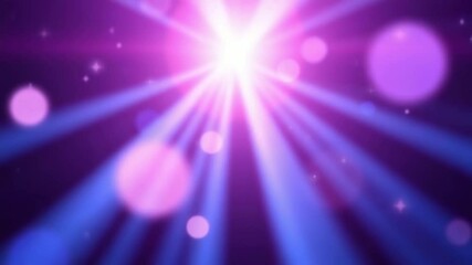 Poster - Vivid Purple Light Rays with Sparkling Particles in a Dark Background Creating an Abstract Atmosphere of Magic and Mystique for Designs