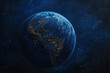 Realistic Planet Earth View From Space With City Lights and Stars on Dark Background