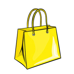 Poster - Vibrant Yellow Shopping Bag Illustration on White Background for Commerce