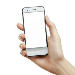Aufkleber - Hand holding a blank screen smartphone against white background display