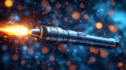 Poster - Sleek Rocket in Dynamic Flight, Futuristic Technology Image