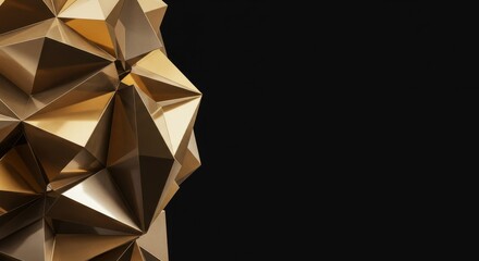 Poster - Abstract Golden Geometric Structure on Black Background: A 3D Rendered Luxurious Design
