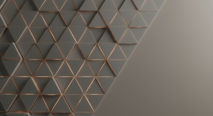 Poster - Abstract Geometric Design: Grey Triangles with Golden Accents, Minimalist 3D Render