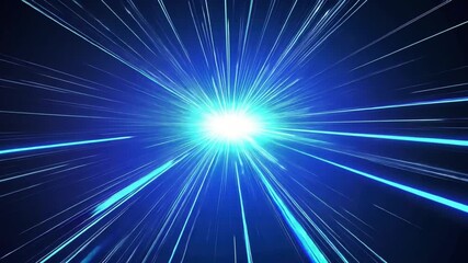 Poster - Blue Light Burst with Radiating Lines in Dark Background