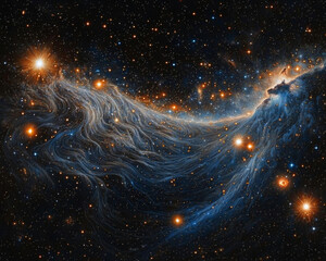 Wall Mural - mesmerizing cosmic scene with swirling blue nebula and bright stars creates sense of wonder