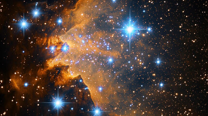 Wall Mural - stunning cosmic scene with bright stars and nebula in deep space