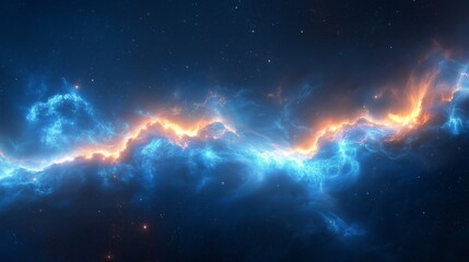 Wall Mural - Electric storm in space surrounded by cosmic dust clear field,generative ai illustration