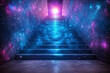 © chok - mystical staircase leads into vibrant cosmic scene filled with stars and galaxies
