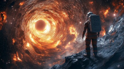 Wall Mural - Large-scale space vortex in the center of a blank star field ,generative ai illustration
