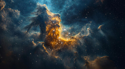 Wall Mural - stunning cosmic scene of nebula with vibrant colors and star clusters