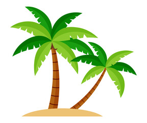 cartoon summer tropical tree coconut beach island illustration clipart