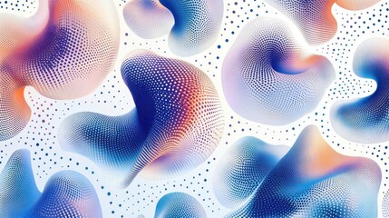Poster - Abstract design featuring colorful, organic shapes and dots against a white background, creating a dynamic, modern visual effect.