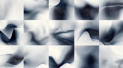 Poster - An abstract pattern of wavy lines in black and white, creating a visually striking grid of textures and forms.