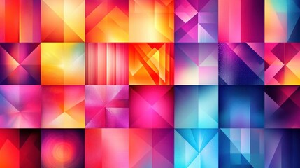 Poster - A vibrant, abstract collage of colorful geometric patterns and gradients creating a dynamic visual experience.