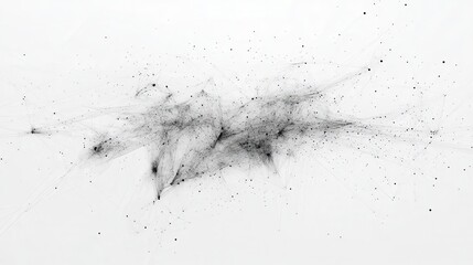 Poster - Fine black lines and dots form a complex, abstract pattern on white. Useful for illustrating complex systems or data networks concepts.