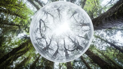 Wall Mural - natural fusion: a network of photomycelium extends from the surface of the sphere and is connected t