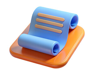 Poster - 3D Render Of Blue Document On Orange Tablet Stylized Paperwork