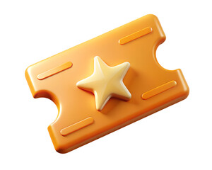 Poster - 3D Rendered Golden Ticket Illustration With Star 3D Isolated on white background	