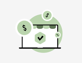 Poster - Ecommerce success concept with online store growth, digital payments, and business performance optimization. Ideal for e-commerce strategy visuals. Vector illustration and icons