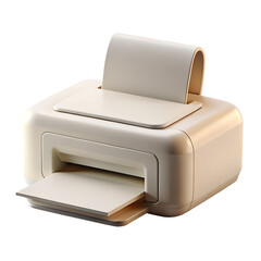 Poster - Cream Colored Office Printer Studio Shot Land Transportation Isolated on White Background