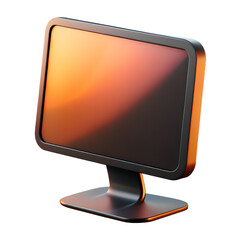 Poster - Modern Computer Monitor Illustration With Sunset Reflection isolated on white background