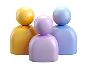 Poster - Three Abstract People Icons Colorful Teamwork Concept On Black Background