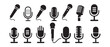 © MdSamsul - Microphone icon set. Different microphone collection.  podcast icon vector. Voice vector icon, Record. Microphone - recording Studio Symbol. Vector Illustration