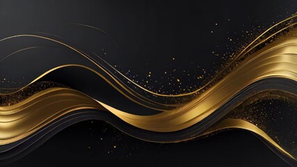Poster - Abstract golden backdrop with a dynamic blue wave design
