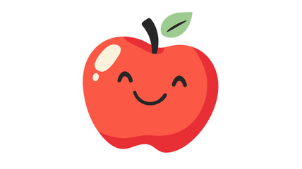 Poster - Smiling Apple Emoticon Vector Illustration from iOS 17.4.1 April 2024, Cute Fruit Graphic, Perfect for Messaging, Social Media, and Digital Design Projects