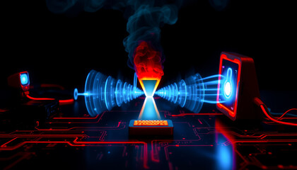 Poster - futuristic technology with glowing elements and energy waves creates captivating scene