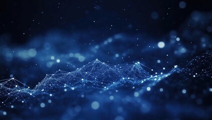 Wall Mural - stunning abstract digital landscape with flowing blue waves and sparkling particles in a cosmic atmo