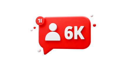 Aufkleber - A red speech bubble with a person icon and the text six k on a black background notification icon