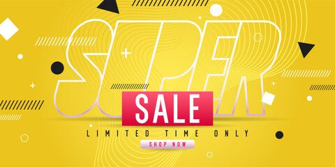 Poster - Poster sale. Bright abstract background with various geometric elements. A composition of various shapes. A template for creative work.