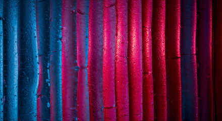 Poster - abstract background with ribbed frosted transparent glass and things behind it . Generative AI