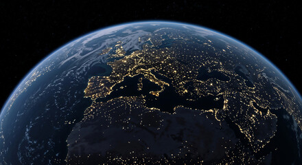 Poster - abstract minimalism background night planet earth . Generative AI
