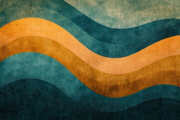 Poster - Vibrant teal and orange gradient wave textures for unique backgrounds and banners in contemporary design projects and retro-inspired aesthetics