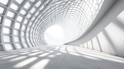 Aufkleber - Modern, minimalist architectural interior design with sweeping curves and a gridded facade