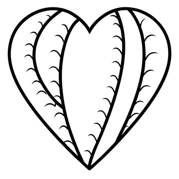 Line Art Heart Cactus Design