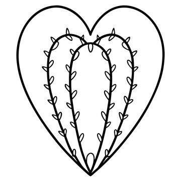 Line Art Heart Cactus Design