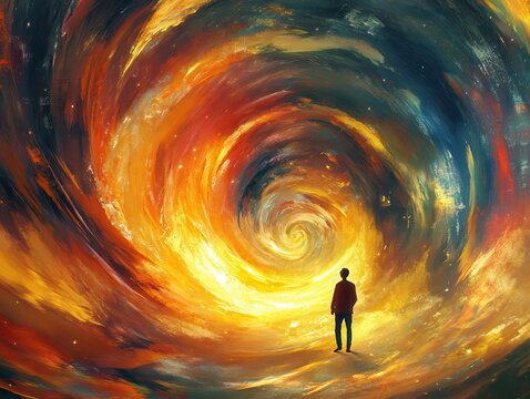 Radiant flare background with a pushing color swirl effect